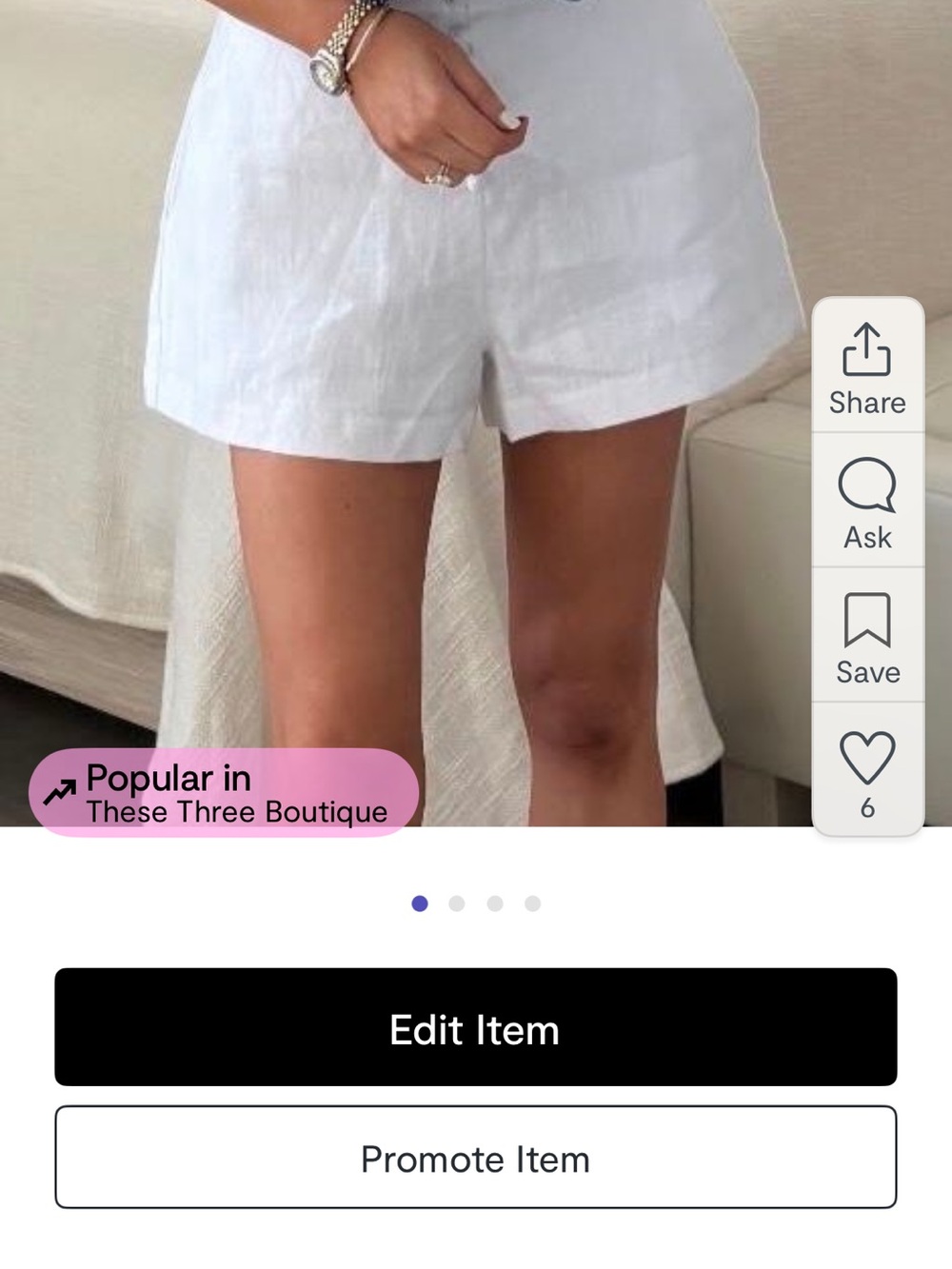 High-Waist White Linen Women’s Shorts